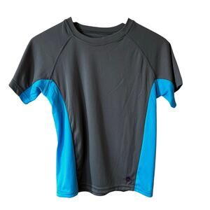 Jr. Swim Boys Short Sleeve Rash Guard Swim Shirt Gray Blue Size Medium 10